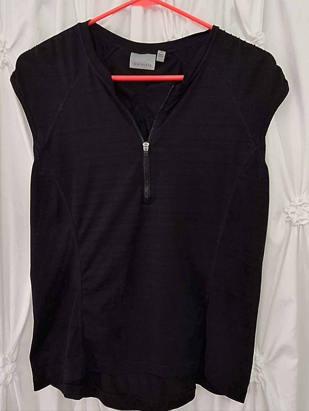Athleta Black Zip-Up Cap Sleeve Tank
